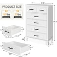 thumbnail image 2 of Memoryfield 6 Drawer Dresser, 45 in Tall Wooden Chest, Large Storage Organizer for Bedroom Closet Living Room Entryway, White, 2 of 10