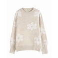 thumbnail image 2 of Flower Sweaters for Women Elegant Floral Printed Crew Neck Sweater Loose Cute Puff Sleeve Junior Back to School Pullover Sweater Shermie, 2 of 6