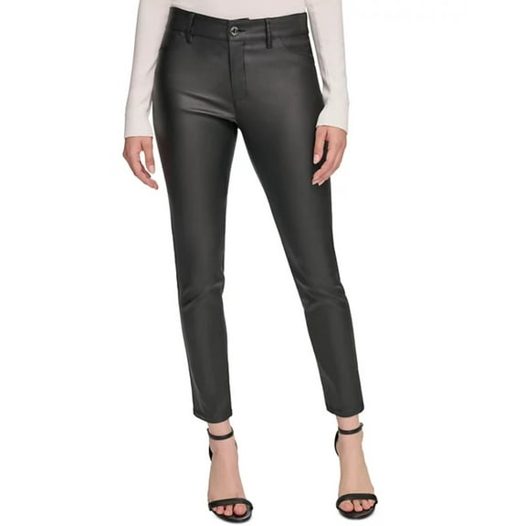 Calvin Klein Women's Coated Skinny Pants Black (Black, 12)