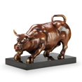 thumbnail image 2 of SPI Market Leader Bronze Finished Bull Statue on Marble Base Hand Painted, 2 of 2