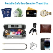 Safe Box for Cash, AMIR Mini Security Case Portable Waterproof Anti-Theft Safe Box for Money Travel Jewelry Gray