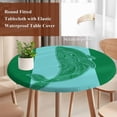 thumbnail image 4 of Green Whale Round Tablecloth, Fitted Table Cover with Elastic for 55"-60" Round Tables, Mandalas Boho Modern Abstract Aqua Stripe Table Cloth Outdoor Indoor Dinning Party Waterproof Tablecloths, 4 of 7