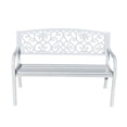 thumbnail image 1 of Metal Garden Bench 50" L White Lattice Design, 1 of 4