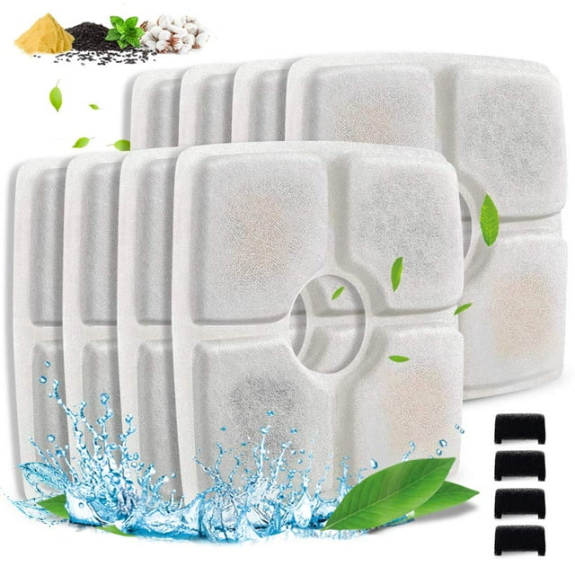Comsmart Juego De Filtros Para Fuente De Mascotas, 3 Sistemas De Filtración Triple, Filtros De Repuesto Para Fuente De Agua Para Gatos, Para Fuente De Agua Para Mascotas Cuadrada De 84 Oz/2,5 L (Paque