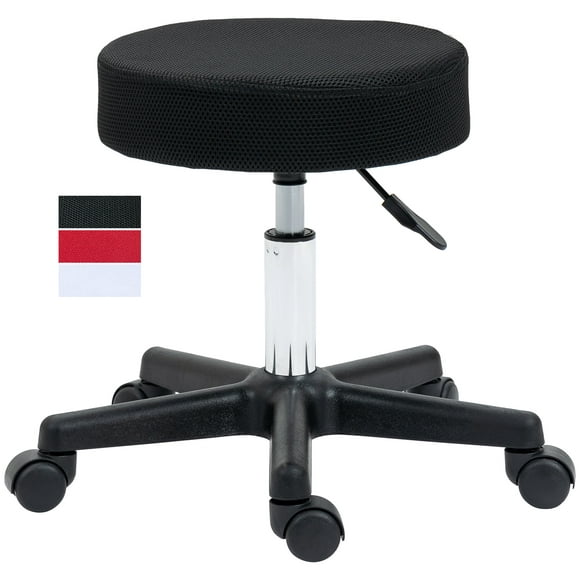 HOMCOM Adjustable Hydraulic Swivel Massage Salon Stool Facial Spa Tattoo Saddle Chair with 3 Changeable Seat Covers, Red/White/Black