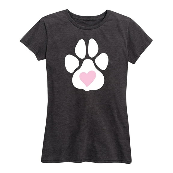 Instant Message - Paw Print With Heart  - Women's Short Sleeve Graphic T-Shirt