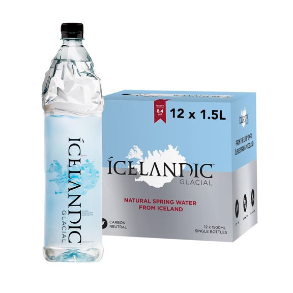 Icelandic Glacial Natural Spring w-a-t-e-r 50.7 Oz Plastic Bottles Pack of 12