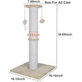 thumbnail image 2 of Cat Scratching Post 34 Inches Heavy Duty and Thicker Cat Scratching Post Sisal Rope with Hanging Ball and Mice Scratching Post for Indoor Cats and Adult(Beige), 2 of 7
