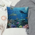 thumbnail image 2 of Qinduosi Underwater Scene with and Decorative Throw Pillow Cover Case Cushion Home Living Room Bed Sofa Car Square White, 2 of 5