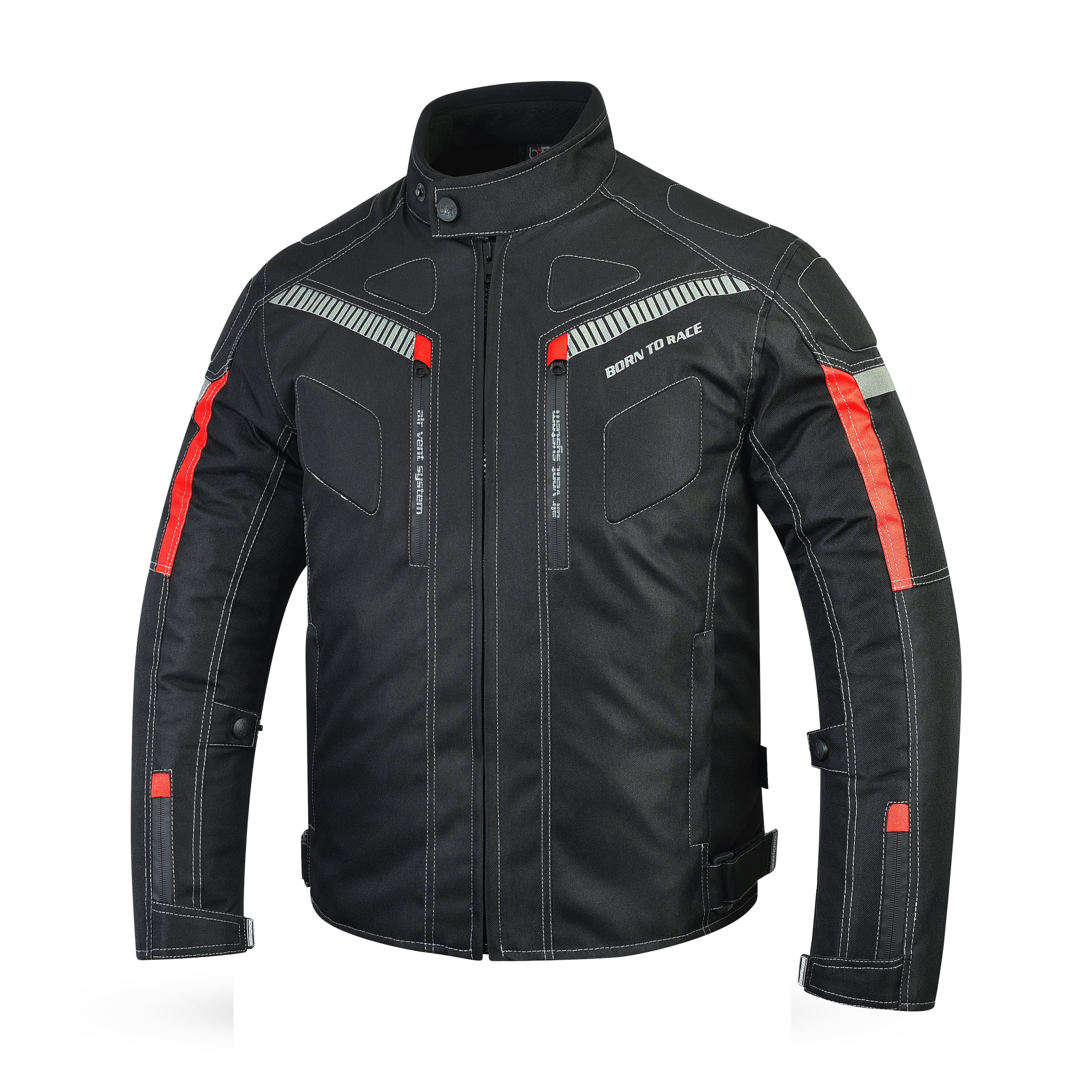 Men’s Waterproof Motorcycle Textile Jacket, All-Season Touring Riding Jacket with EVA Foam Padding, Air Vents, YKK Zipper, Adjustable Fit Black-M