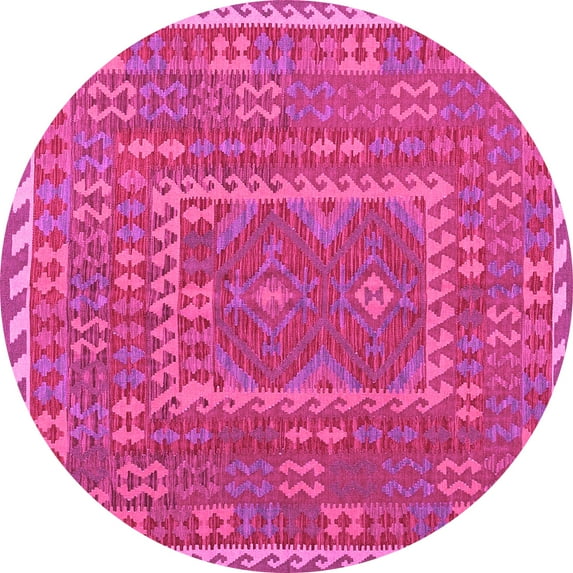 Ahgly Company Indoor Round Oriental Pink Traditional Area Rugs, 5' Round