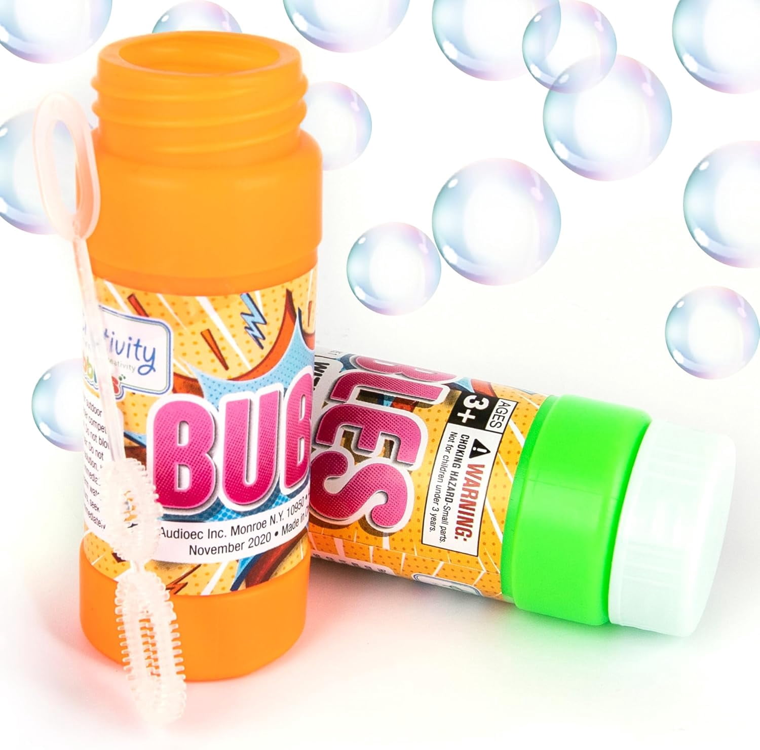 ArtCreativity Bubble Blower Toy Mini Bottles with Wands 48 Pack Ages 3+ Kids Party Favors Birthday Gifts Outdoor Fun