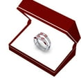 thumbnail image 4 of Dazzlingrock Collection 14K Ruby & White Diamond Wedding Band 3 Stone Enhancer Guard Double Ring, White Gold, Size 5, 4 of 4