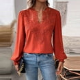 thumbnail image 2 of HAJWOH Womens Tops Dot Boho Long Sleeve Shirts V Neck Casual Chiffon Blouses Flowy Lace Hem Cute Clothing Trendy 2026, 2 of 6