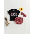 thumbnail image 2 of Bagilaanoe 2pcs Newborn Baby Girl Short Pants Set Short Sleeve Print T Shirt Tops + Shorts + Headband 3M 6M 9M 12M 18M Infant Casual Summer Outfits, 2 of 9