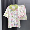 thumbnail image 3 of Ensembles de Pyjama pour Femmes, Shorts pour Femmes, Imprimé Boutonné Décontracté Mignon Manches Courtes Poche Col Rabattu et Short Ample Vêtements de Maison Pyjamas pour Femmes, 3 of 3