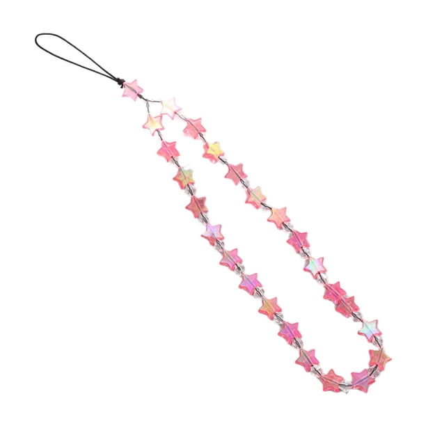Dijes de cuentas para teléfono, correa de muñeca, soporte de regalo, decoración, colgante para teléfono para mujer Rosa oscuro