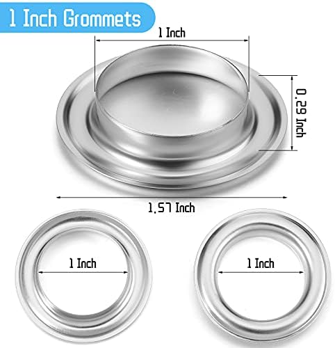 25 Sets 1 Inch Grommets Kit Metal Eyelets with Washers Curtain Grommet for Leather, Tarp, Canvas(Silver)