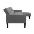 DHP Hudson Small Space Sectional Sofa Futon, Grey Linen