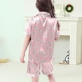 thumbnail image 5 of WOYY Tween Girls 3 Piece Bow Sleepwear Set Short Sleeve Button Shirt Shorts Pants Outfits, Sizes 12-13, 5 of 5
