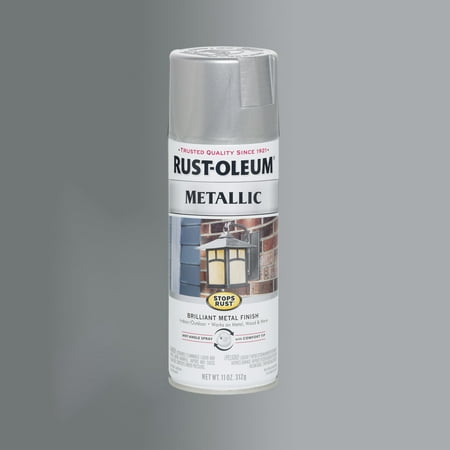 Silver, Rust-Oleum Stops Rust Metallic Paint-7271830, 11 oz