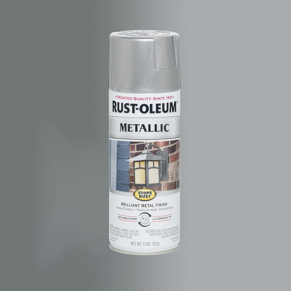 Silver, Rust-Oleum Stops Rust Metallic Paint-7271830, 11 oz