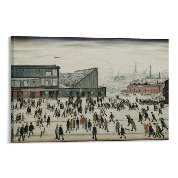 LS Lowry Going to The Match Large Canvas Printing Famous Paintings Wall Decoration Painting Artwork Canvas Art Poster and Wall Art Picture Print Modern Family bedroom Decor Posters 12x18inch(30x45cm)