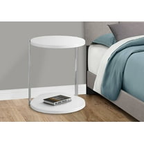 Monarch Specialties Accent Table, Round, Side, End, Nightstand, Lamp, Bedroom, Glossy White Laminate