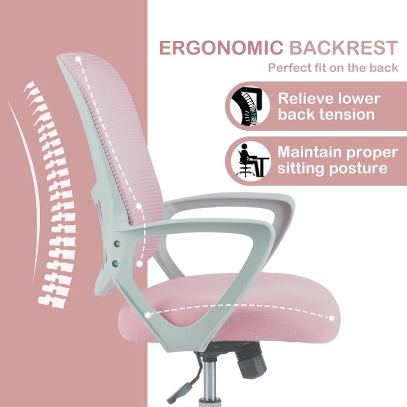 Kelno Drafting Chair Adjustable Height Office Chair Lumbar Support Swivel Ergonomic Desk Chair, Pink