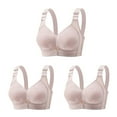 thumbnail image 2 of Busydd 3 Pieces Womens Bras Adjustable Straps V Neck Everyday Bra Comfy Seamless Bras for Women No Underwire Solid Color Fashion Textured Bralette Casual Wirefree Sports Bras for Women, 2 of 9