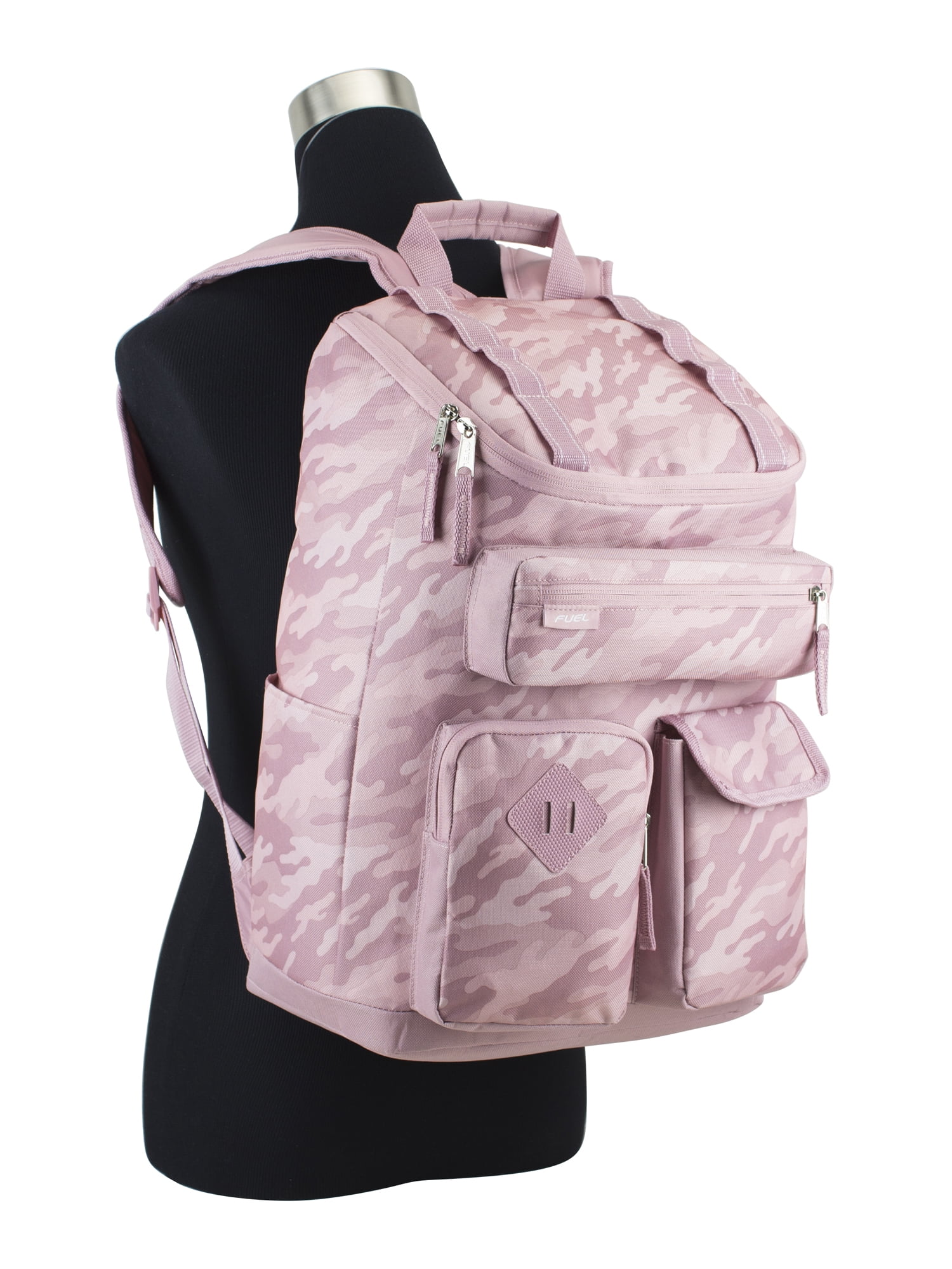 Fuel Unisex Wide Mouth Cargo Backpack, Pink Camouflage