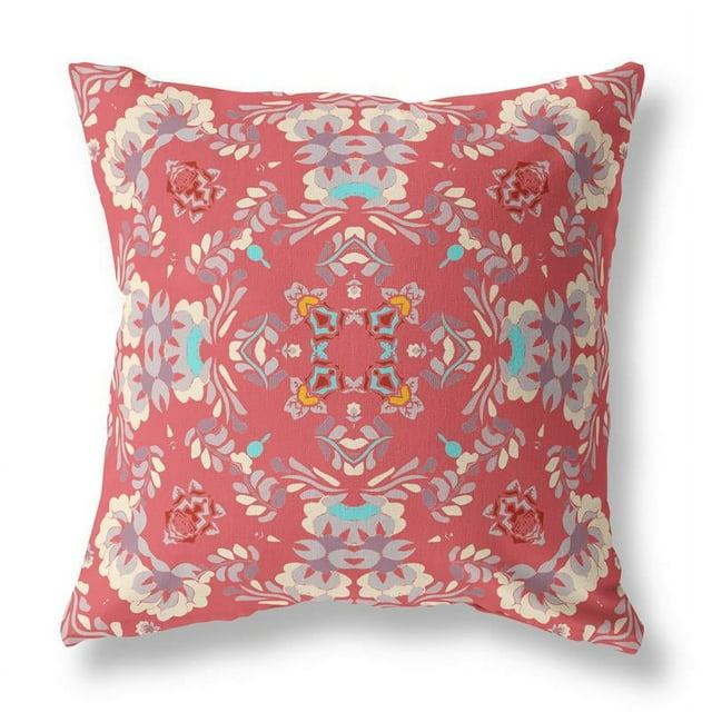 Terre et Ciel Faux Daim Tissu Jeter Oreiller en Rouge 18x18
