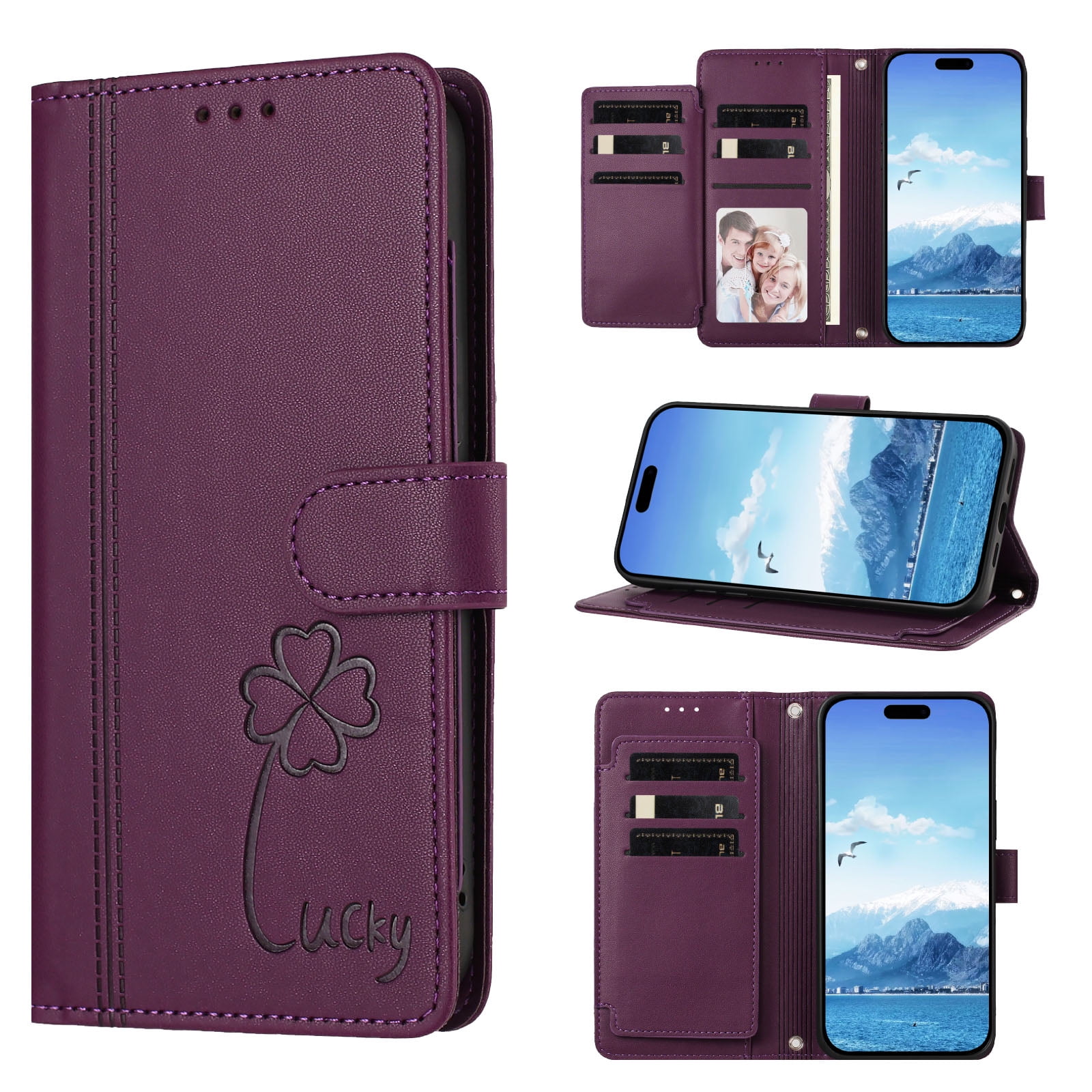 Case for Motorola Moto Edge 50 Ultra Shockproof PU Leather Case with 9 Card Slots Kickstand Magnetic Flip Wallet Protective Phone Cover Purple