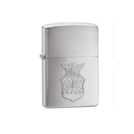 Zippo Pewter Emblem Black Crackle - Zippo Brushed Chrome US Air Force Crest Emblem Lighter