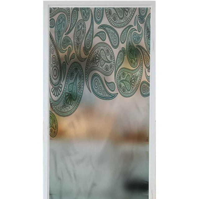Reusable Removable Window Film Decoration Paisley Pastel Teardrop Pattern 23.6" x 39" Window Cling Privacy Film