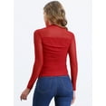 thumbnail image 3 of DARING DIVA Solid Mock Neck Sheer Panel Top XS Reds, 3 of 6