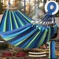 thumbnail image 2 of 80.7"L X 61" Hammocks Portable Camping Hammock with Two Anti Roll Balance Beam and Sturdy Tree Straps for Camping, Patio, Backyard, Outdoor, 2 of 8