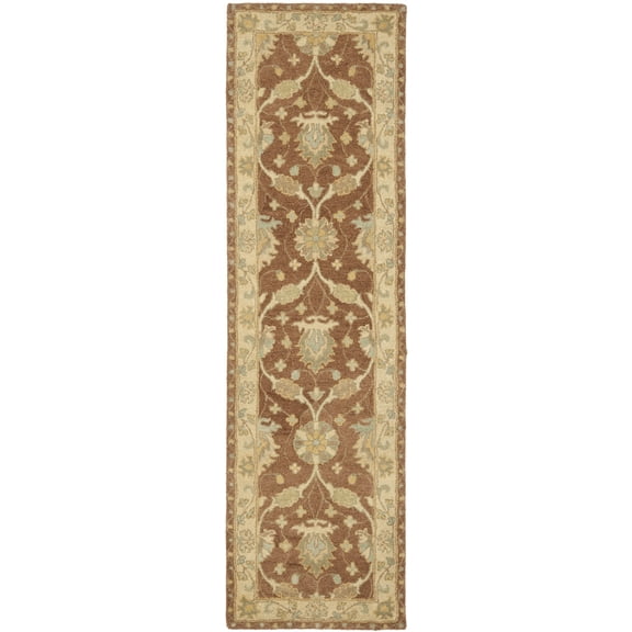 SAFAVIEH Antiquity Gisselle Traditional Floral Wool Runner Rug, Brown/Taupe, 2'3" x 12'