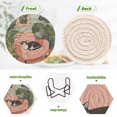 thumbnail image 4 of Yayeee 6 PCS Drink Coasters with Holder Set Woven Absorbent Round Tabletop Hot Pad, Pink Sleeping Cat, 4 of 7