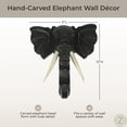 thumbnail image 3 of Zeckos Hand Carved Wood Black Elephant Head Sculpture 12 inch, 3 of 11