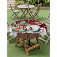 thumbnail image 3 of Outdoor Tablecloth with Umbrella Hole and Zipper, Red Plaid Christmas Round Table Cloth 54 Inch Waterproof Tablecloth, Gnomes Xmas Tree Snowflake Gifts Retro Picnic Table Cover for Patio Camping, 3 of 7