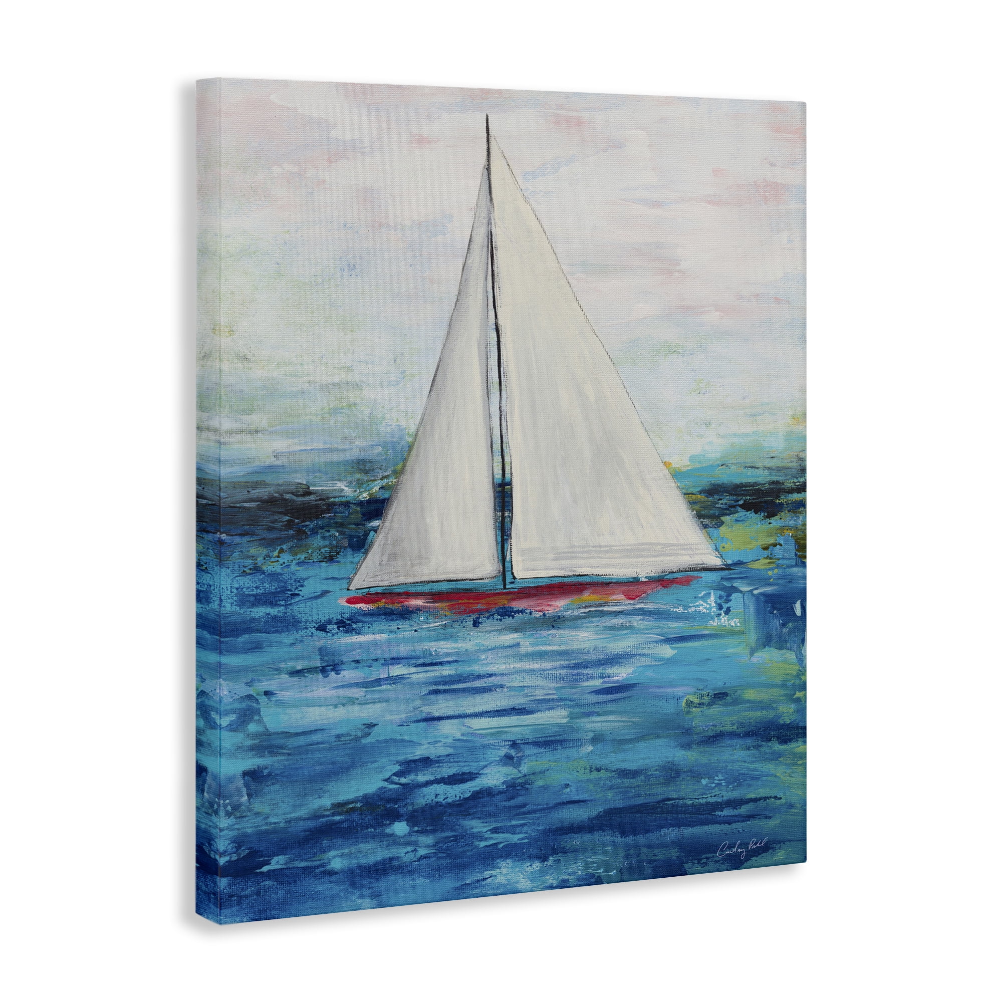 Stupell Industries Boat Setting Sail Coastal Painting Gallery Wrapped Canvas Art Print Wall Art, 36 x 48