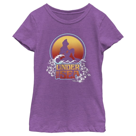 Girl's The Little Mermaid Ariel Under the Sea Quote Graphic Tee Purple Berry Small