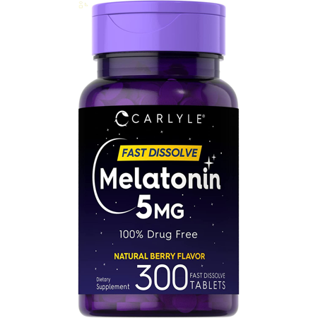 Melatonin 5 Mg Fast Dissolve 300 Tablets | Natural Berry Flavor | Vegetarian, Non-Gmo Supplement