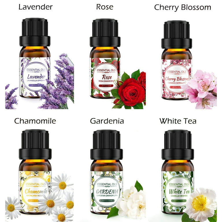 Homasy 6x10 ML Essential Oils, Floral Collection Pure Essential