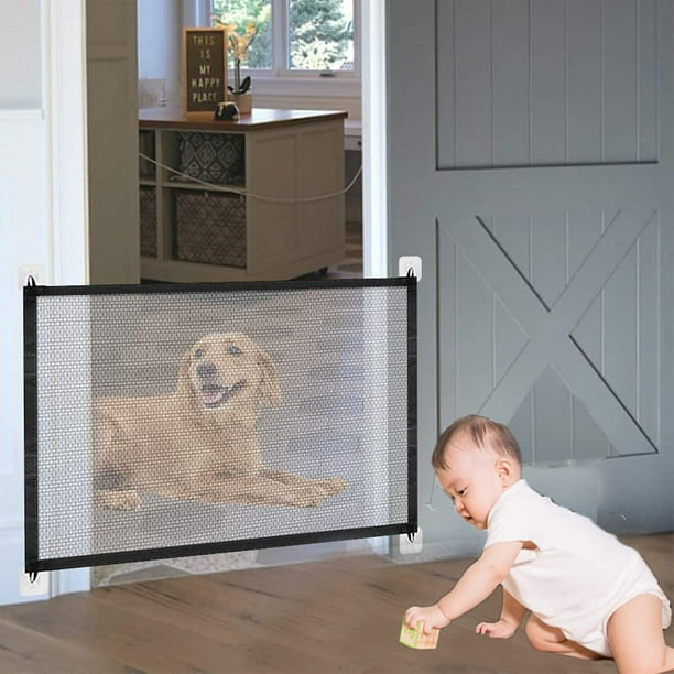 Magic Gate For Dogs Retractable Stair Gate Baby Gate Pet Safety Gate Pet Isolation Net Large Wide Retractable Pet Gate For Separating Baby And Pets Ea