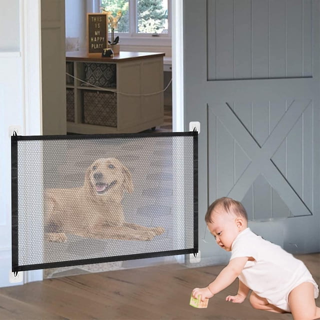 Barrière Magique pour Chiens Barrière d'Escalier Rétractable Barrière pour Bébé Barrière de Sécurité pour Animaux Filet d'Isolement pour Animaux Grande et Grand Barrière Rétractable pour Animaux pour Séparer Bébé et Animaux Ea