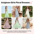 thumbnail image 4 of Actgleam Girls Dress Floral Ruffle Square Neck Sleeveless A-Line Sundress with Tie Back for Summer Beach Party,Blue Floral,11-12Y, 4 of 8
