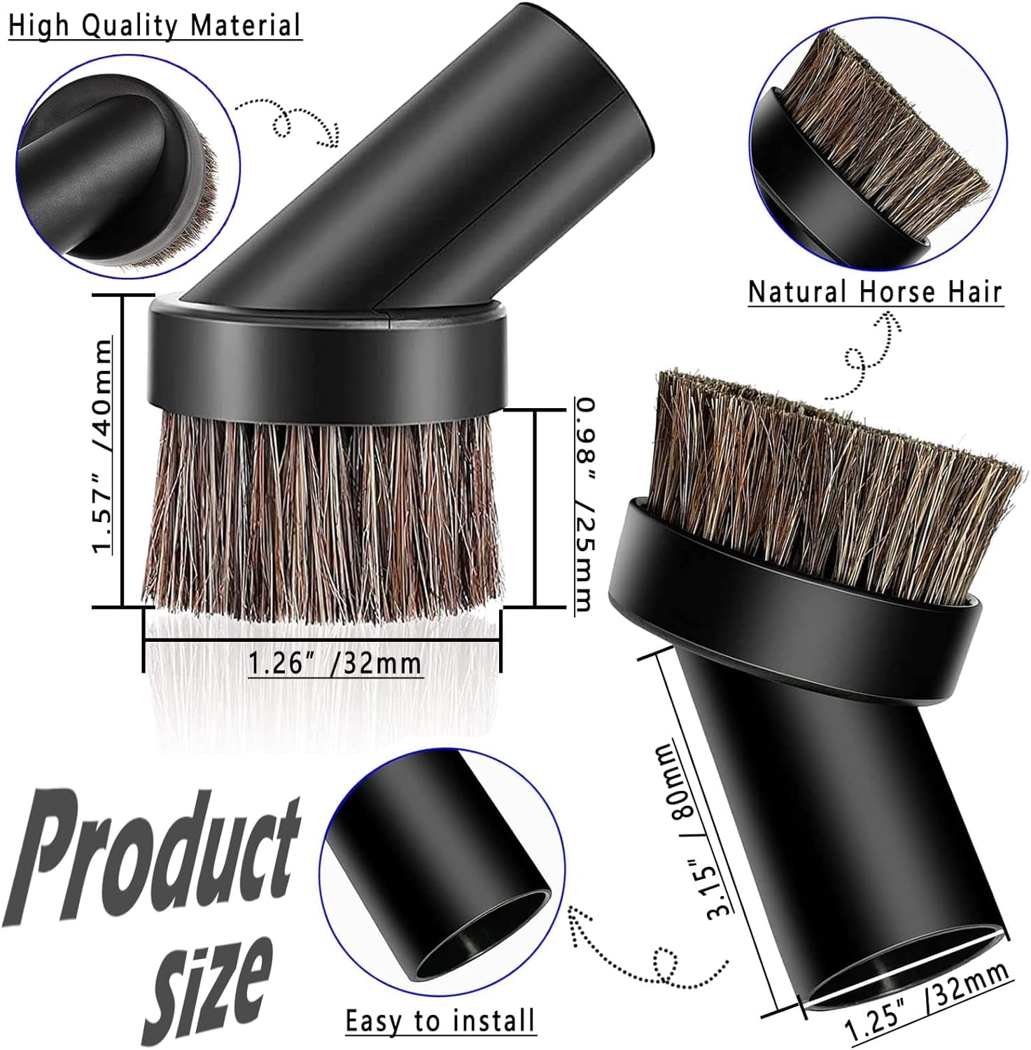 Universal Vacuum Attachment Kit Wet Dry Plastic Vacuum Hose Adapter 1-1/4" Vacuum Cleaners Accessories with Horse Hair Brush Extension Wand Flexible Crevice Tool Adapter for Shop Vac (7PCS)