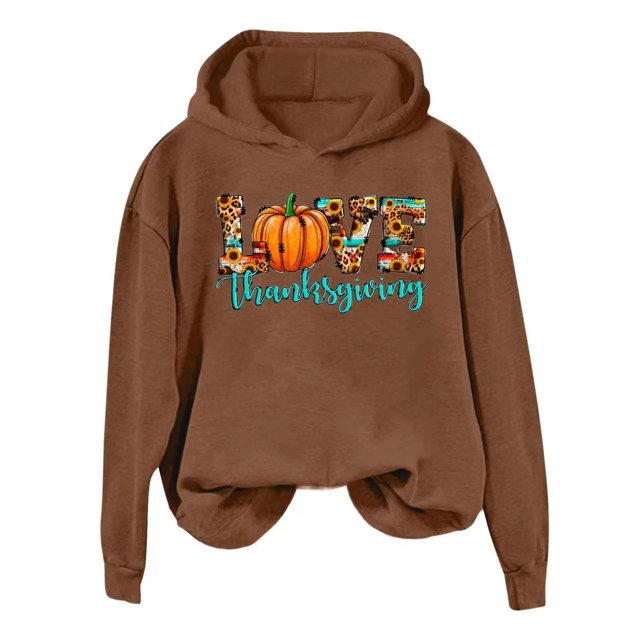 WEAIXIMIUNG Sweat à Capuche pour Femmes Robe de l'Action de Grâce Graphique Décontractée Pull Confortable pour Célébrations de Vacances